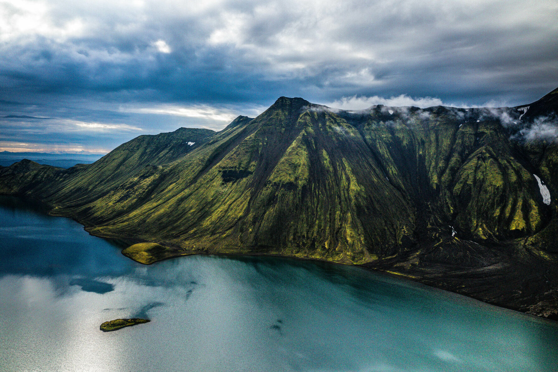 Langisjor lake during gloomy weather, in the Icelandic Highlands.
