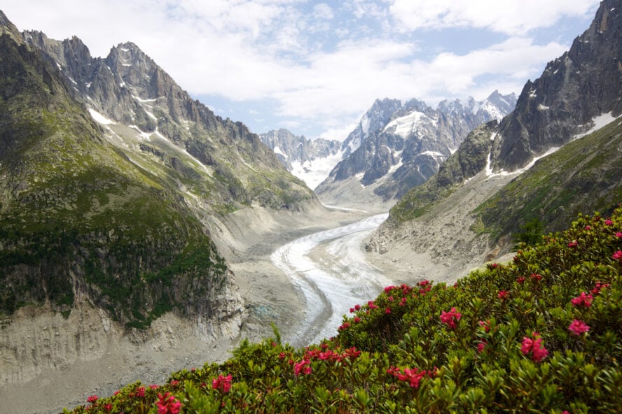 Mer de Glace in the summer in the Alps