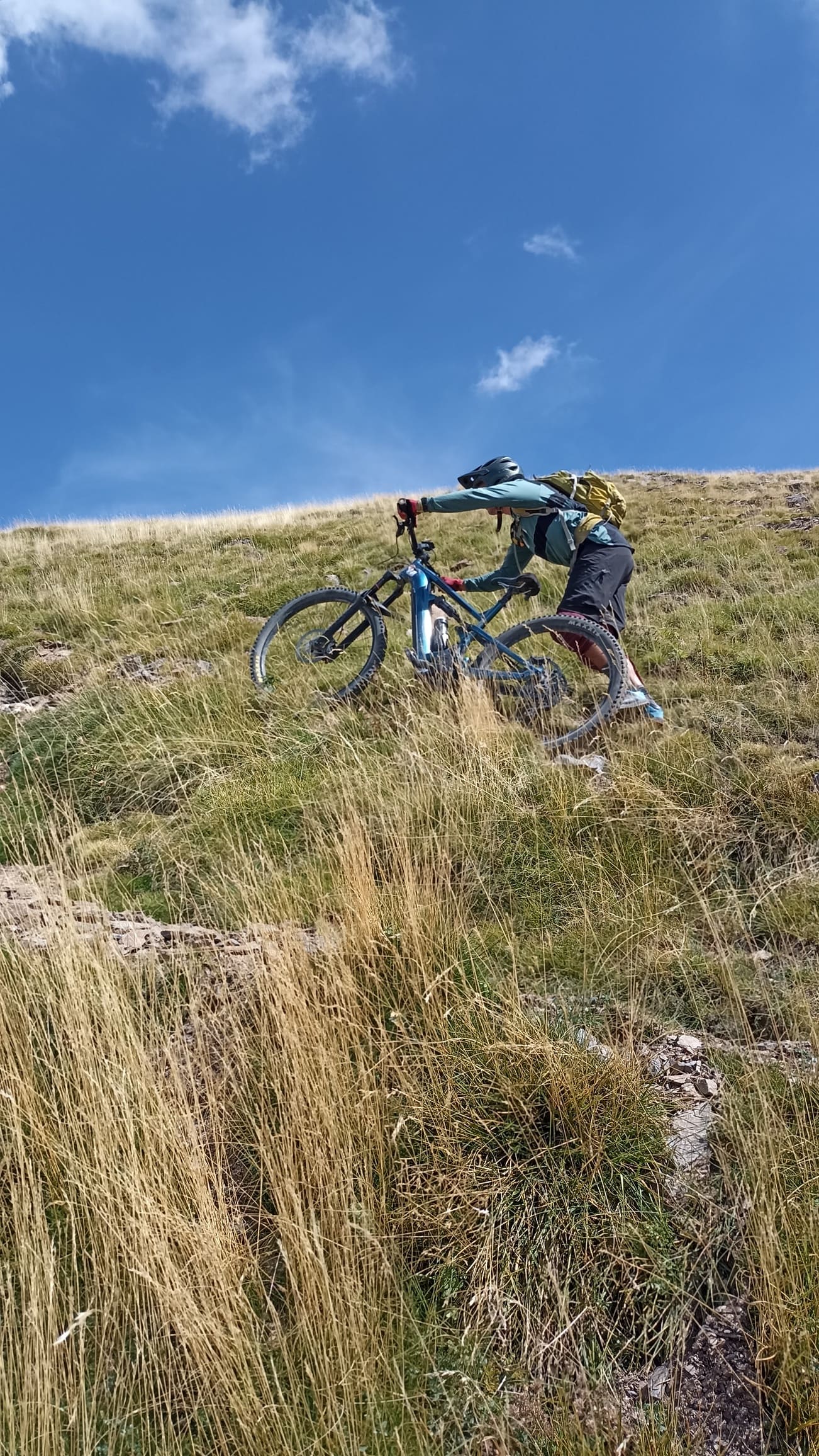 One mountain biker in the Pyrenees