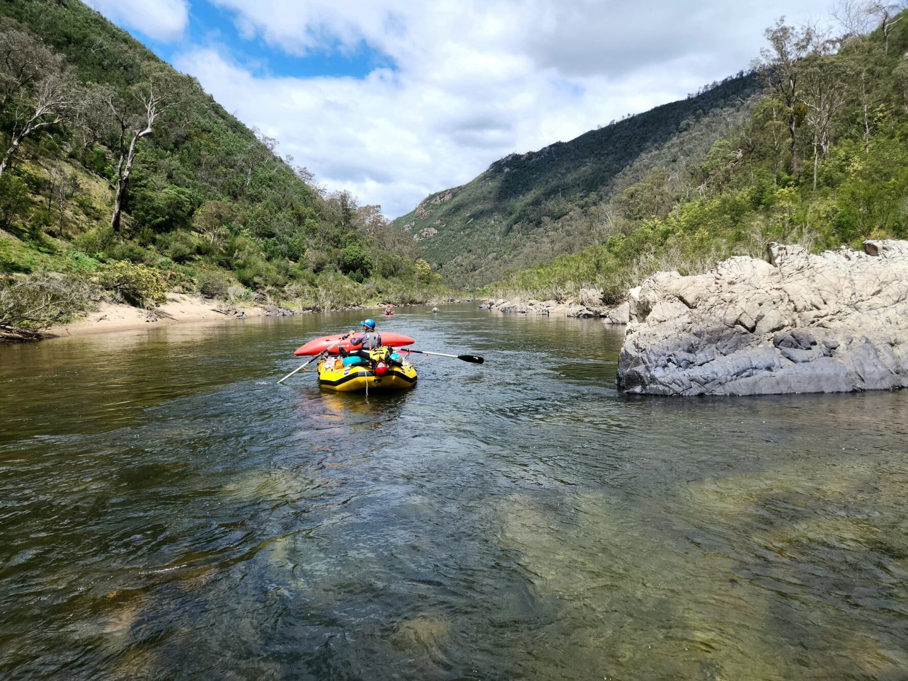 Rafting on calm waters in Australia