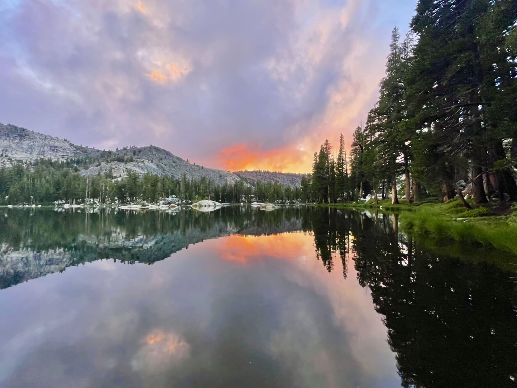Sunset on a reflective lake