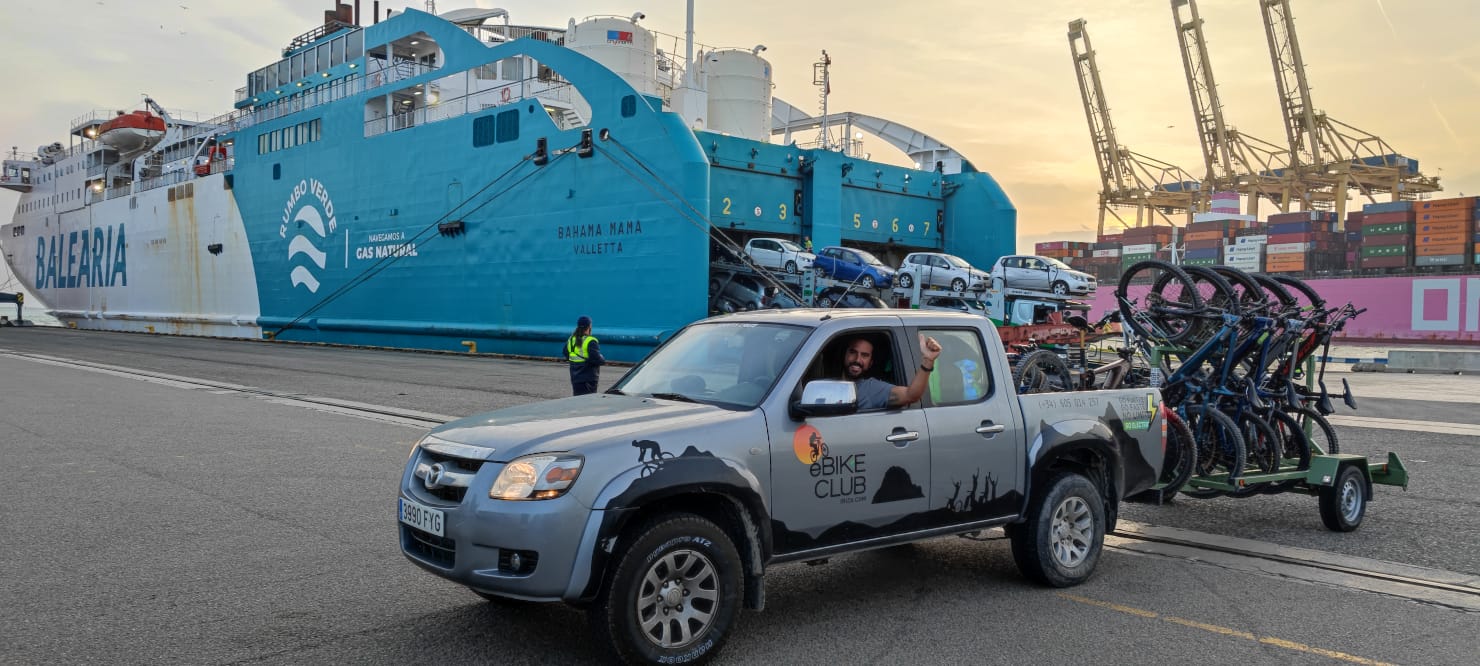 Support vehicle on a ferry in Spain