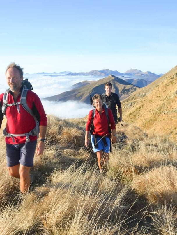 Three hikers Tuscany