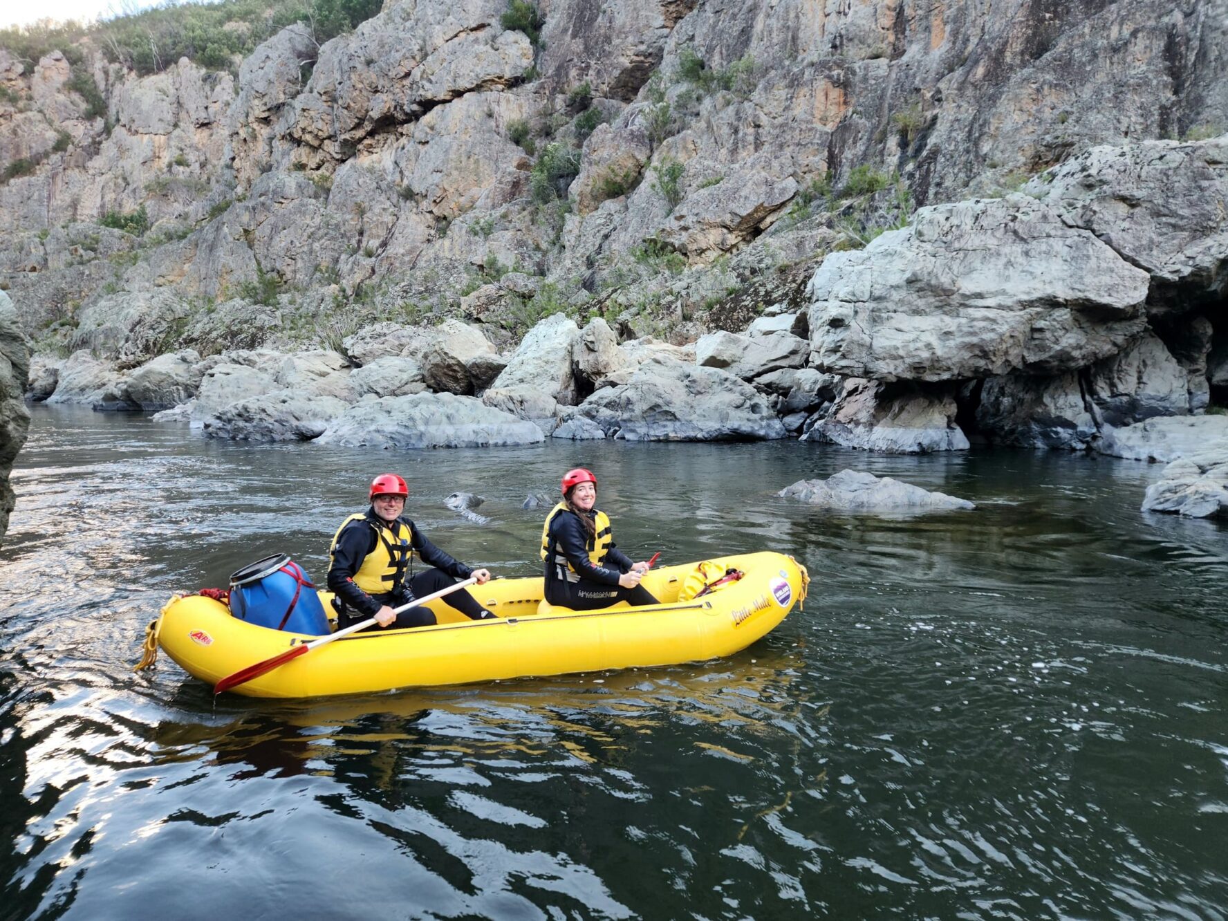 Two people rafting on the Snowy River