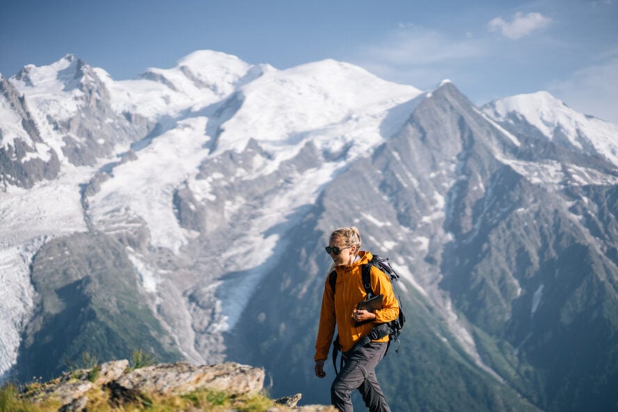 Woman hiking near Chamonix, French Alps