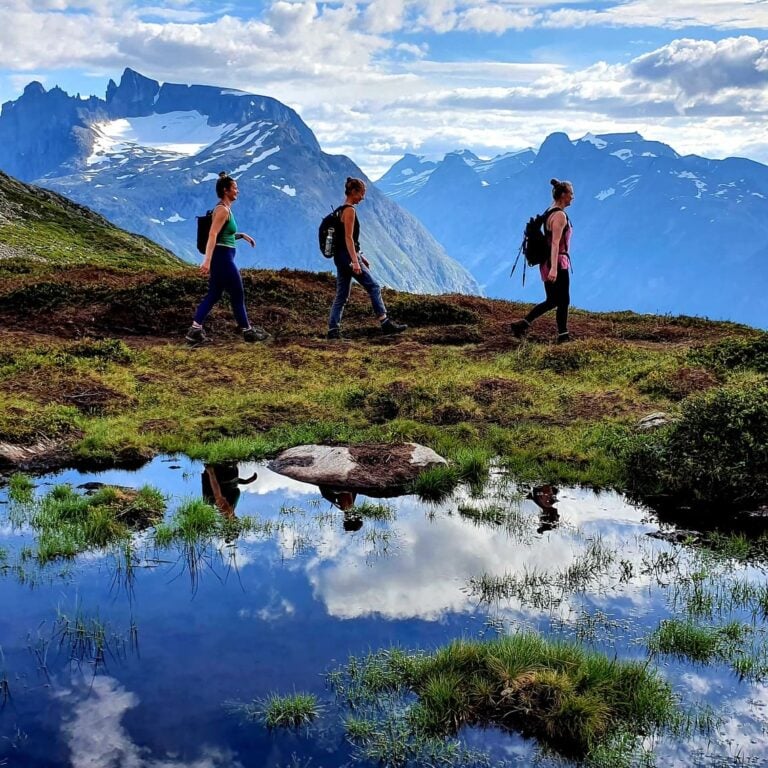 Women hikers in Norway in the summer
