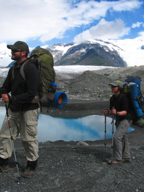 Backpackers on the Root Glacier