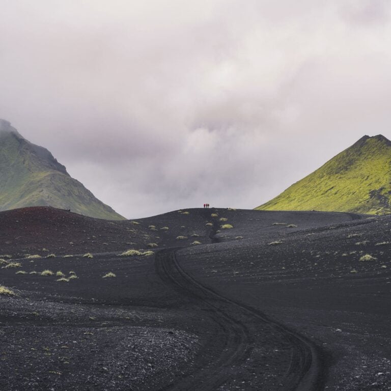 Black soil and hikers on Laugavegur