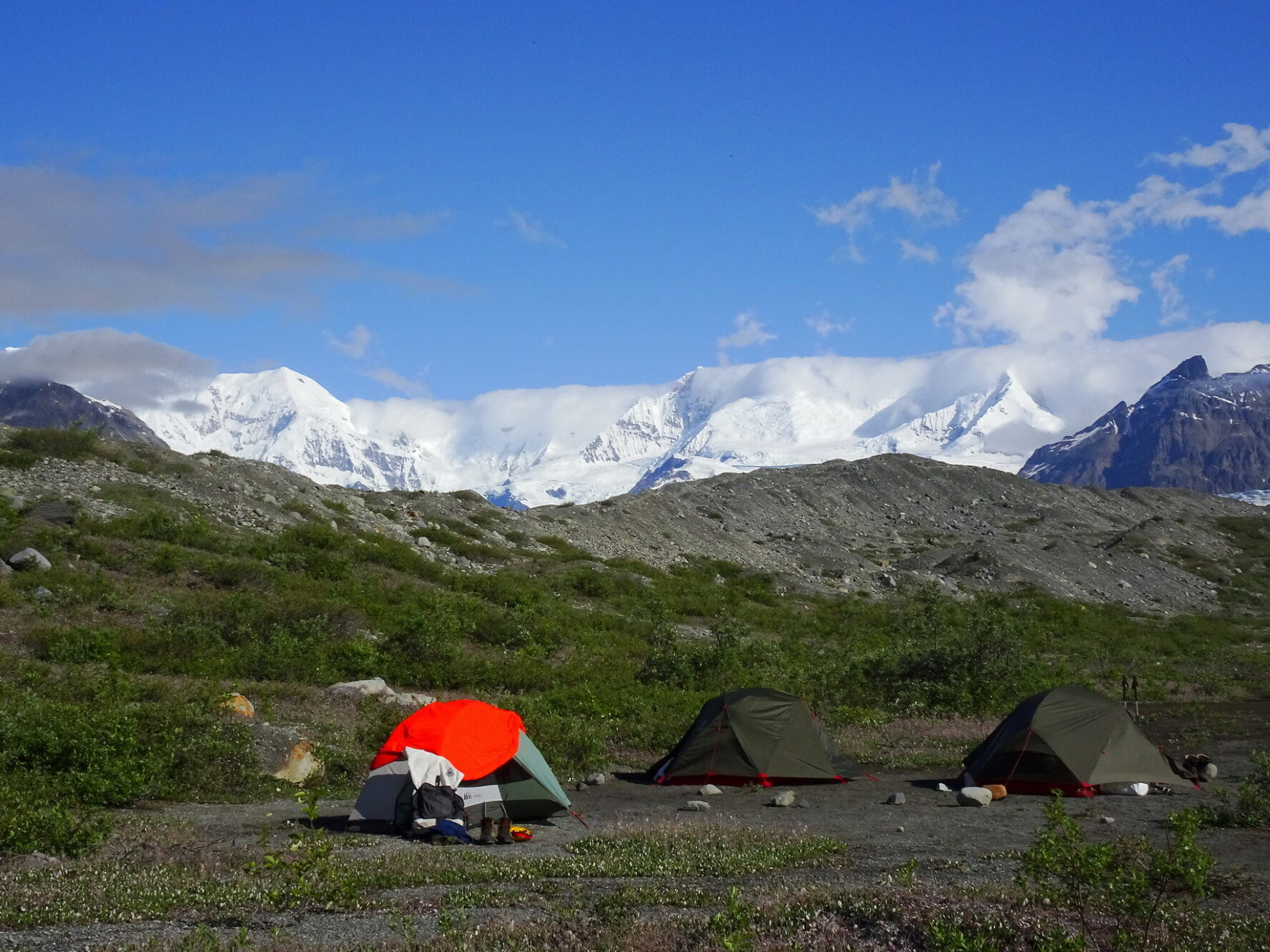 Camp on the Alaskan moraine