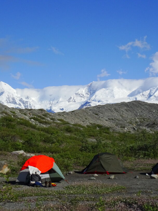Backpackers on the Root Glacier