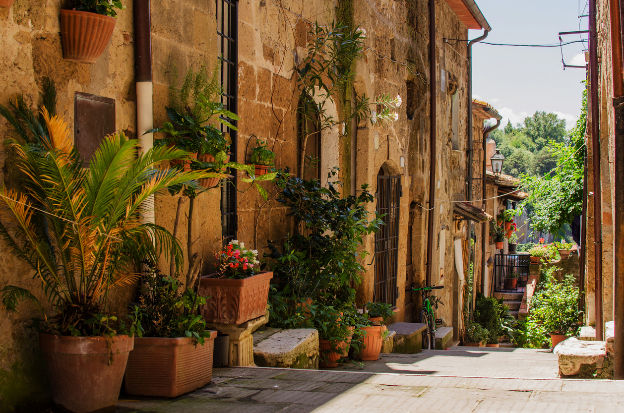 Charming street in Pitigliano, Italy