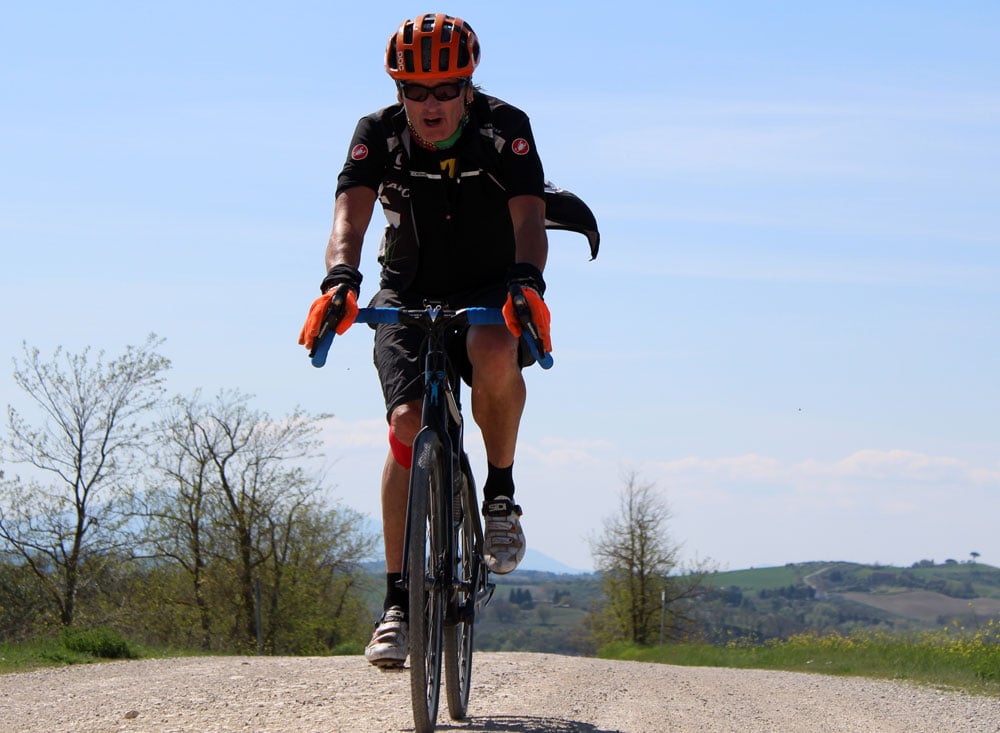 Cyclist on Tuscany roads