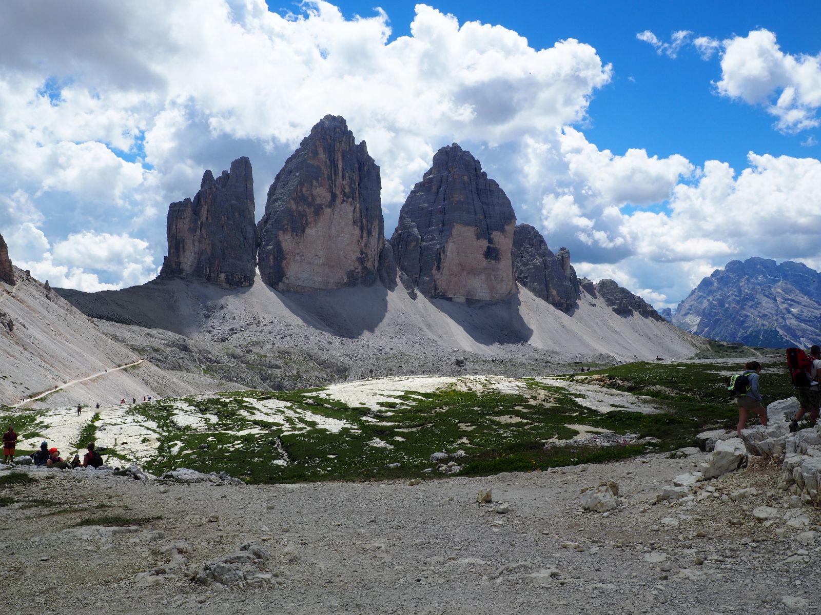 Tre cime di Lavaredo, as seen during a self-guided hiking tour in the Dolomites.