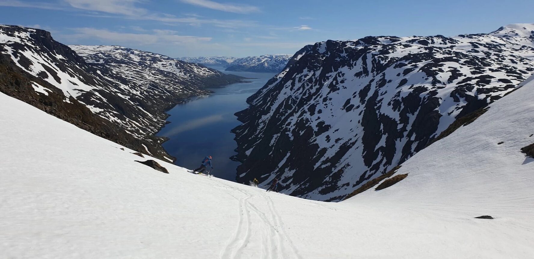 Fjord and skier in Norway