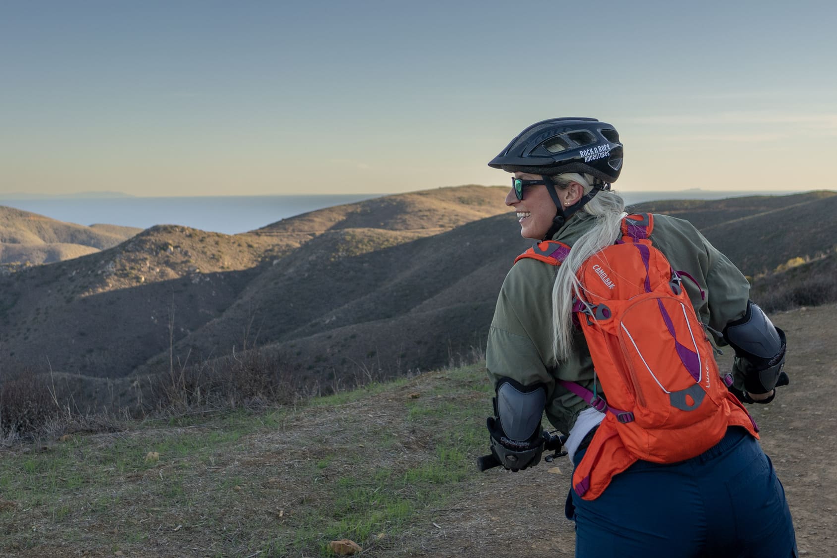 Happy cyclist in the Santa Monica Mountains