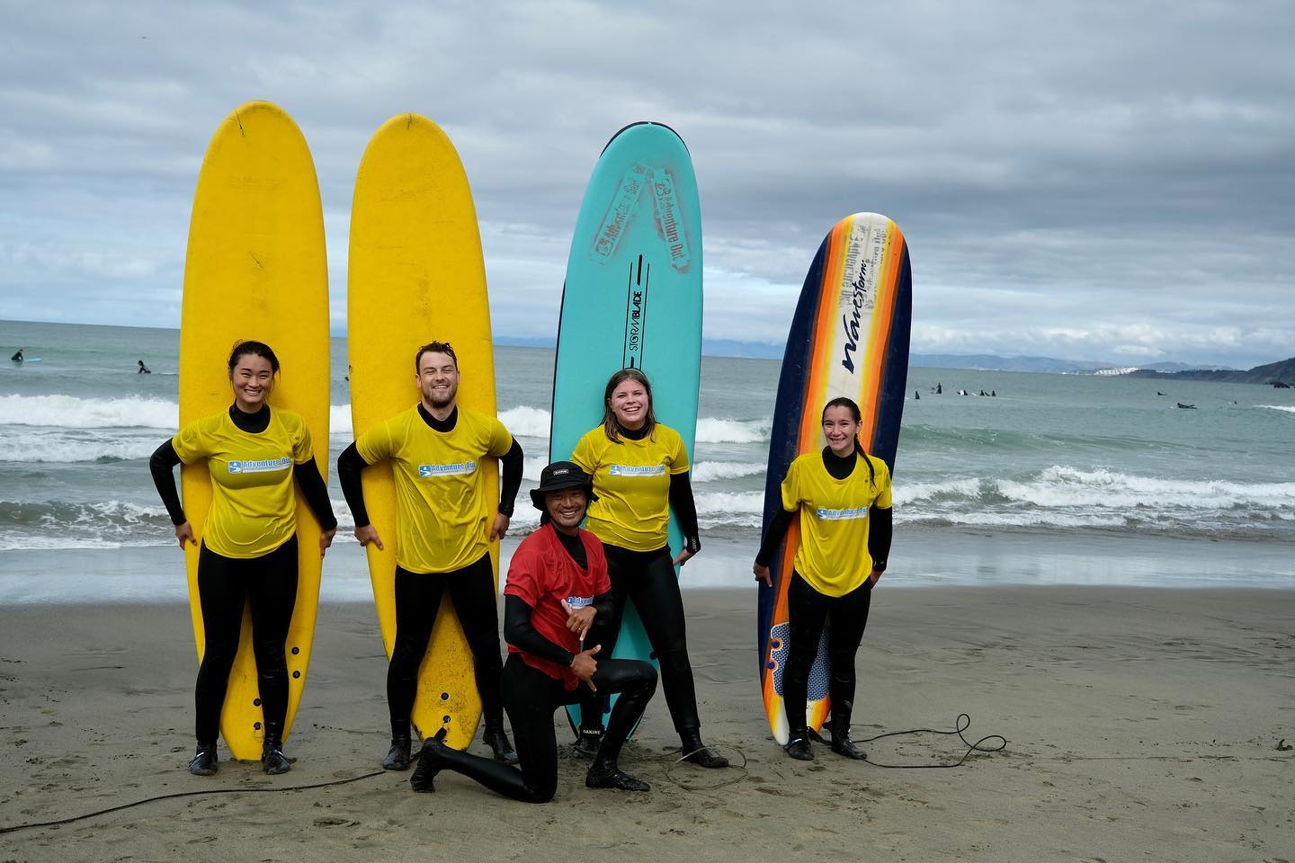 Happy surfers in the Bay Area