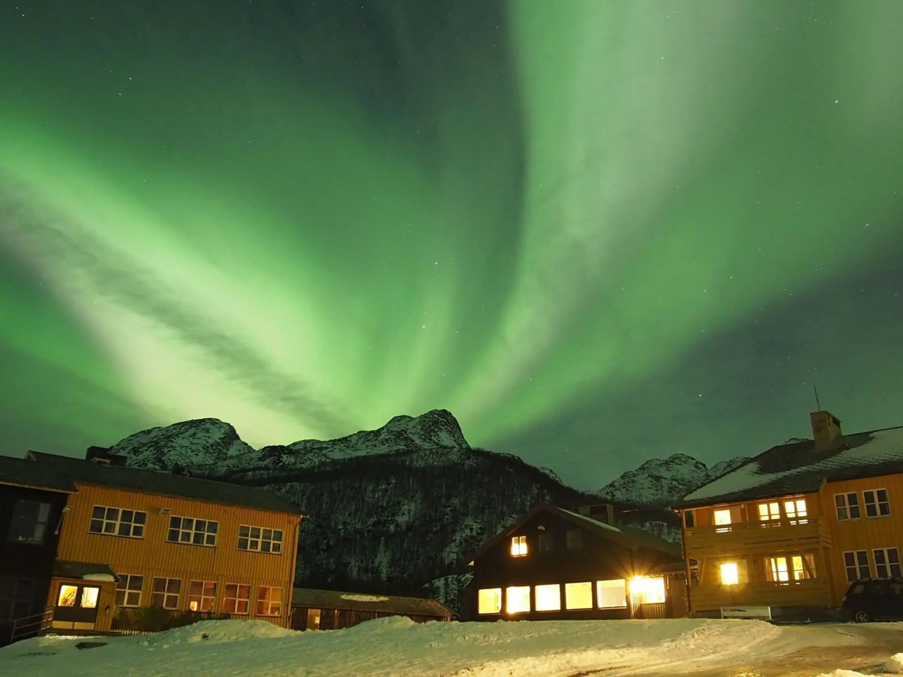 Northern Lights above house in Norway