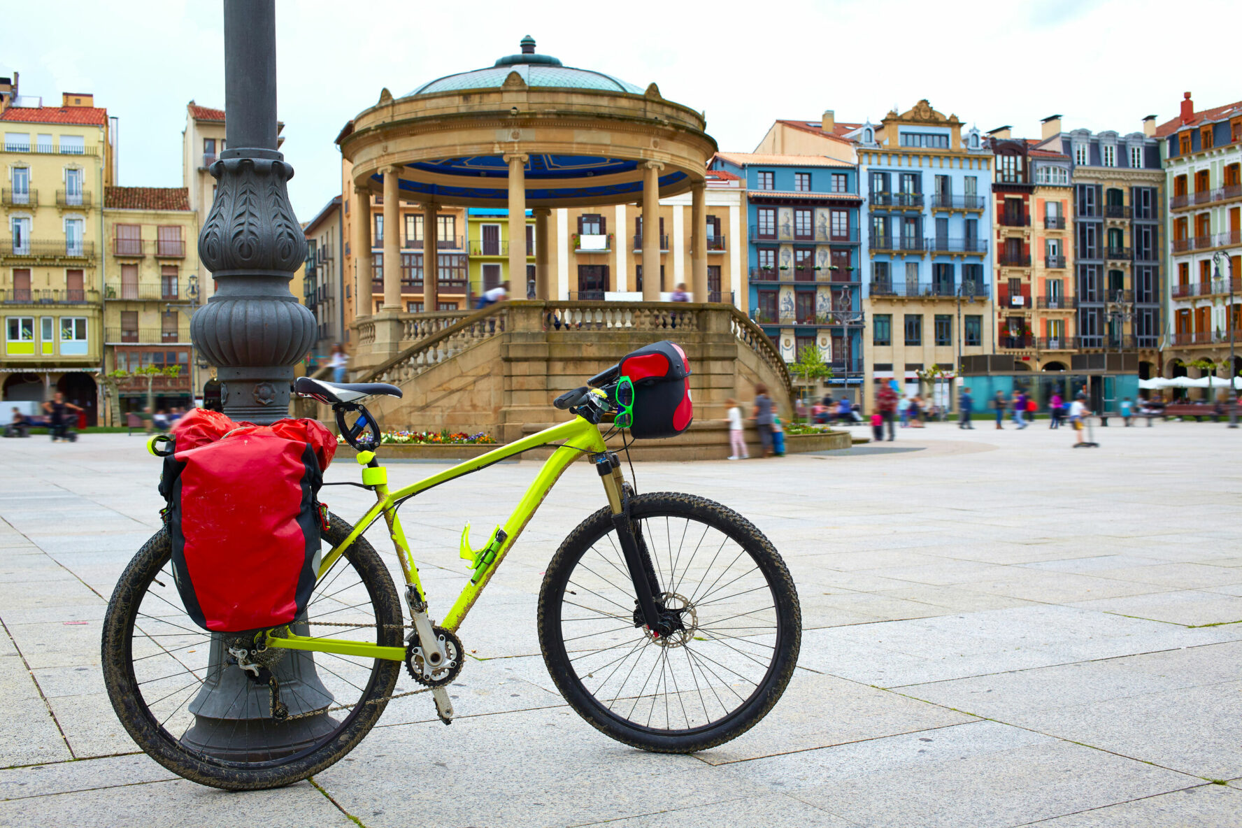 Bike in Pamplona, one of the stops during the Camino Frances bike tour.