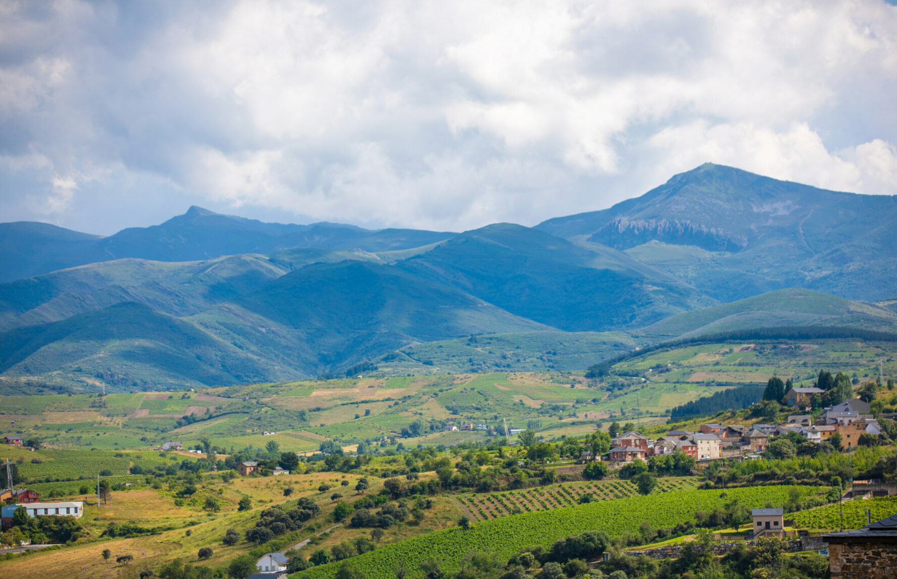 Countryside near Ponferrada, seen during the Camino Frances cycling tour.