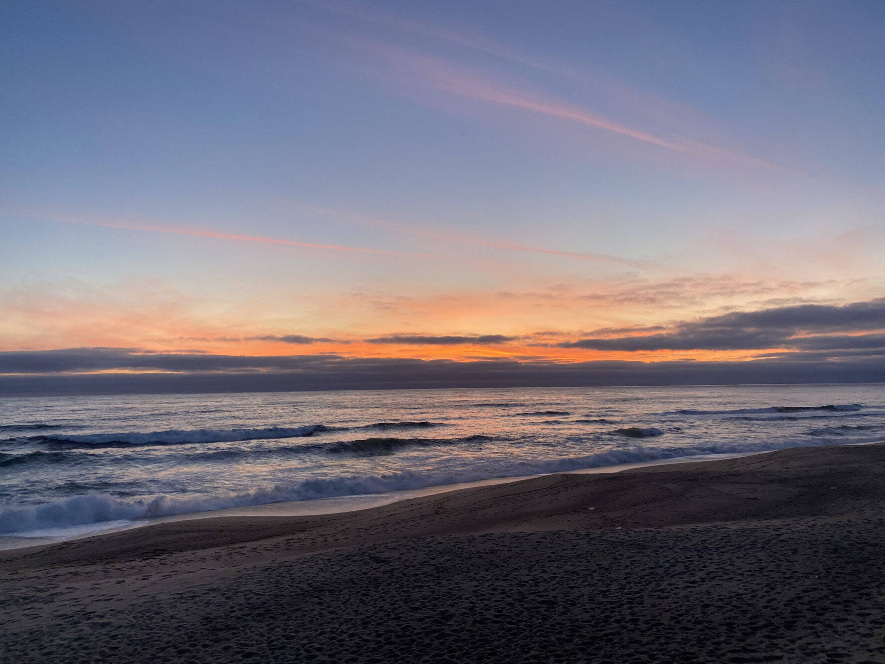Sunset on a beach in the Portuguese town of Póvoa de Varzim.