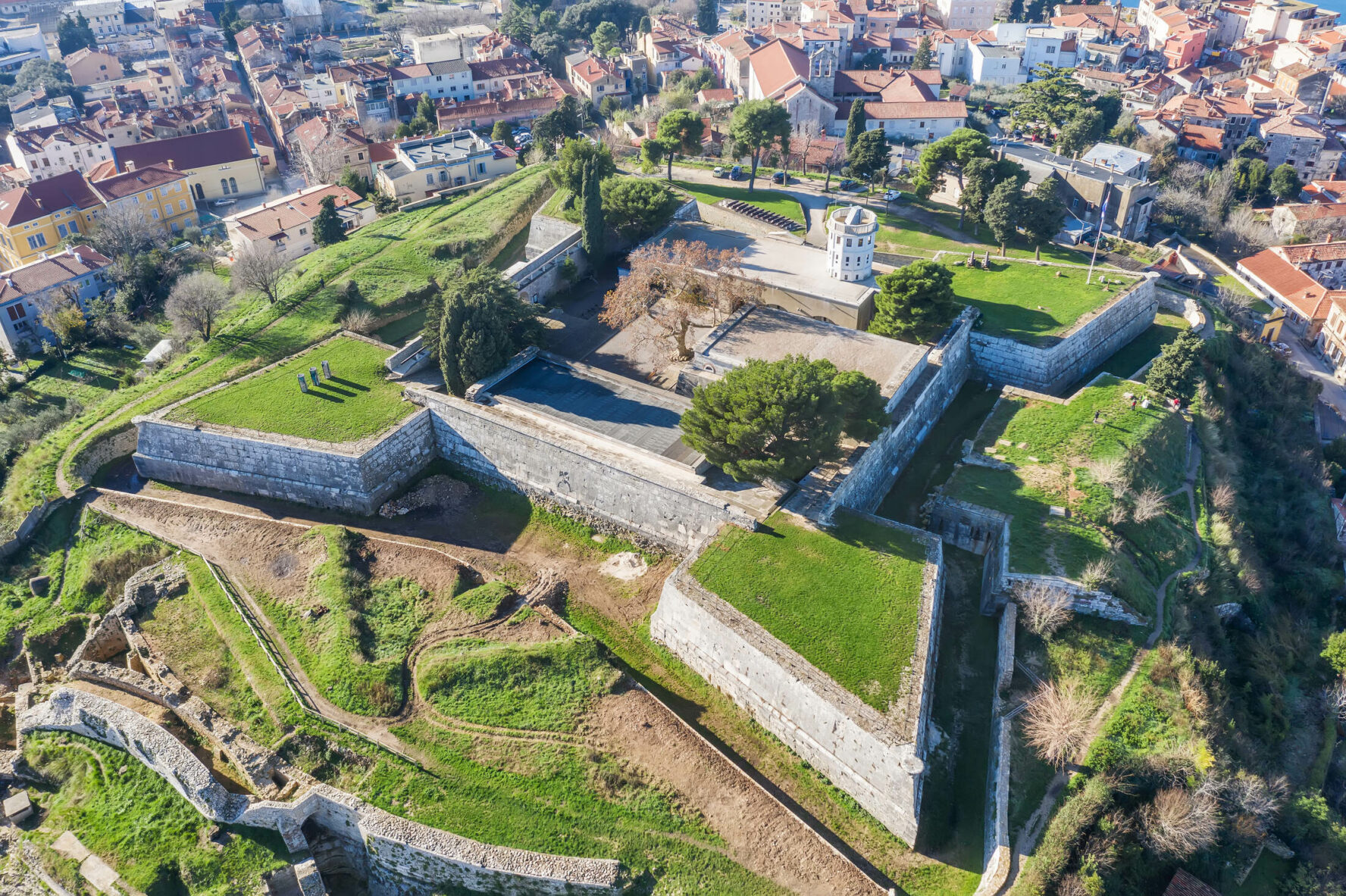 Austriian-era fortress and bastions in Pula, Croatia.