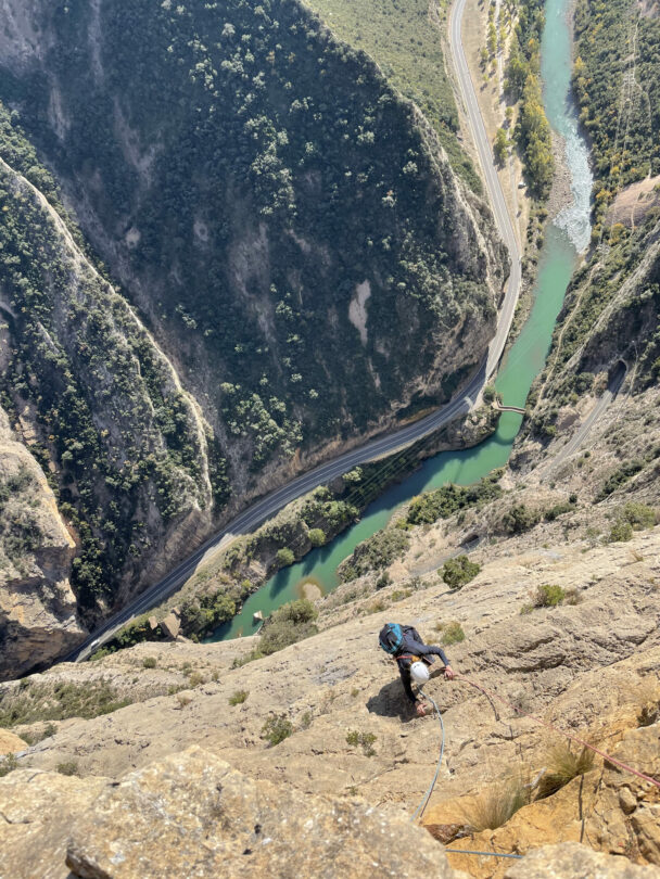 Rock climbing in Montserrat in Spain