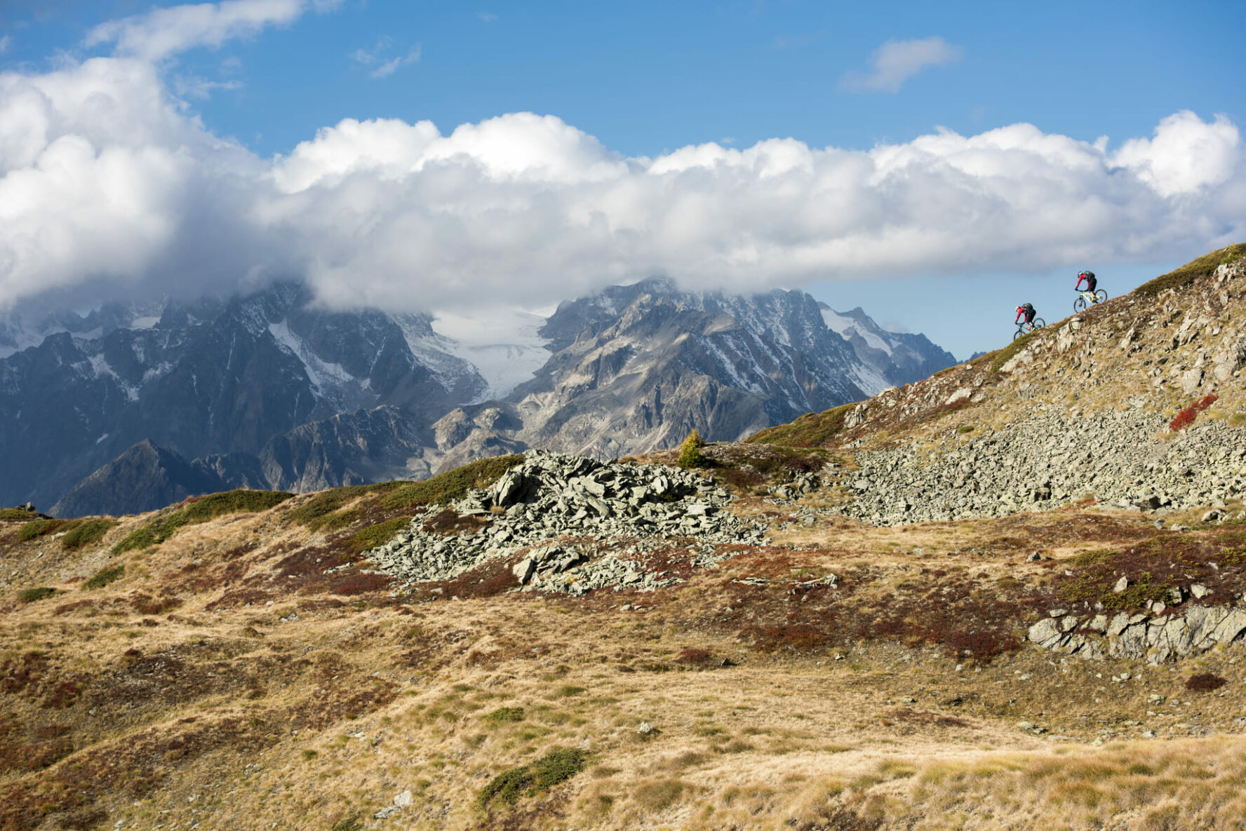 Rocky terrain and MTB in the Swiss Alps