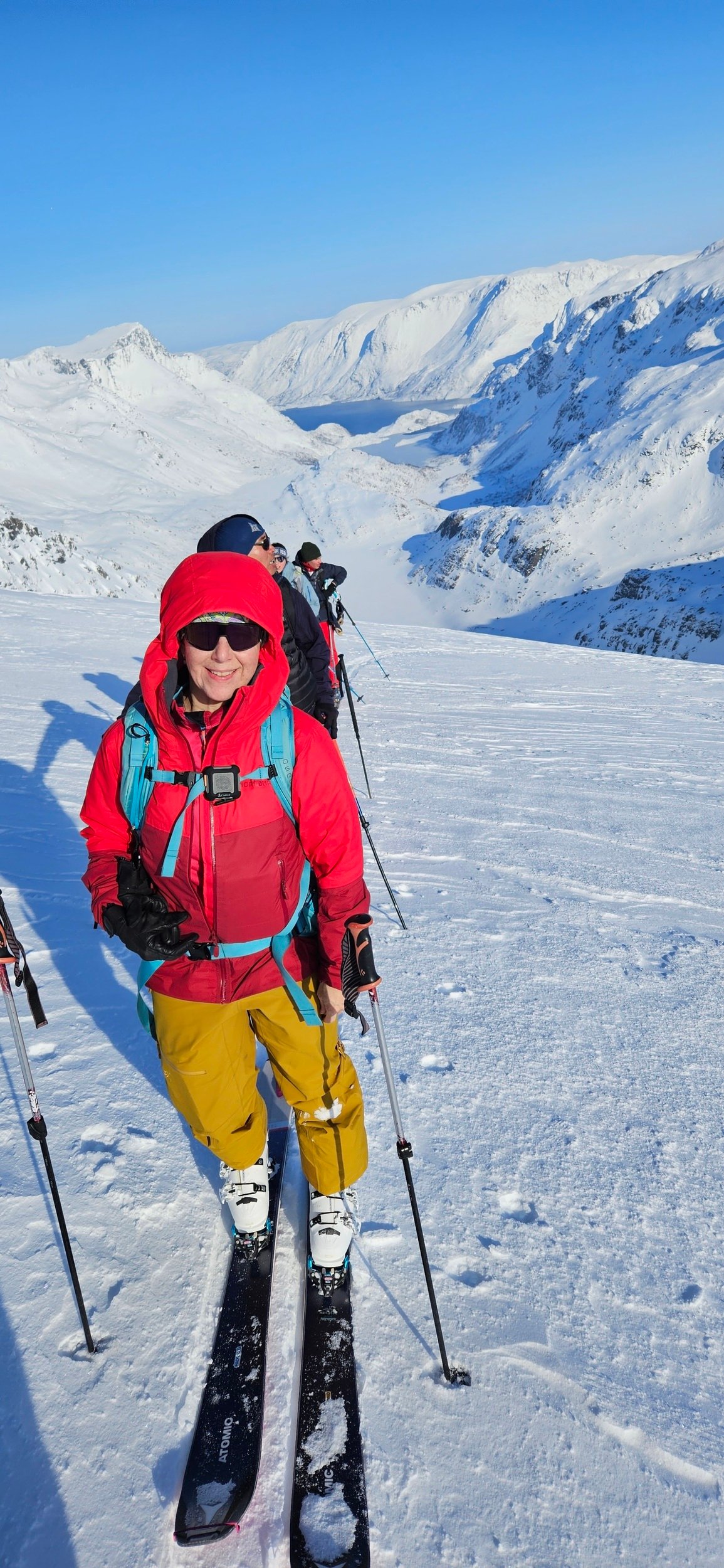 Sunny day and skier in Northern Norway