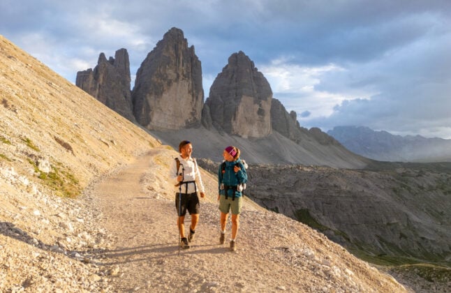 Tre cime couple hiking