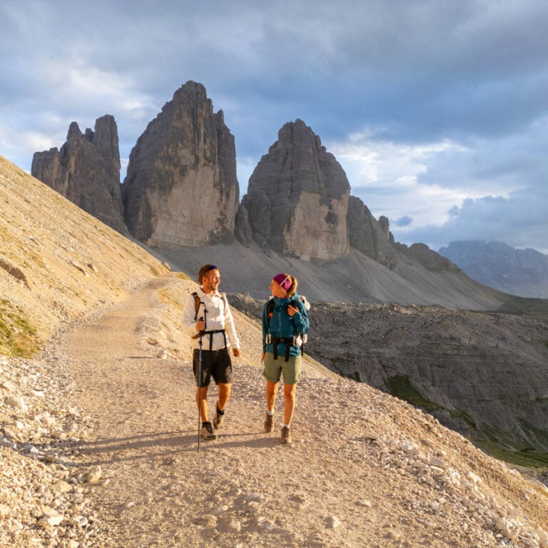 Tre cime couple hiking