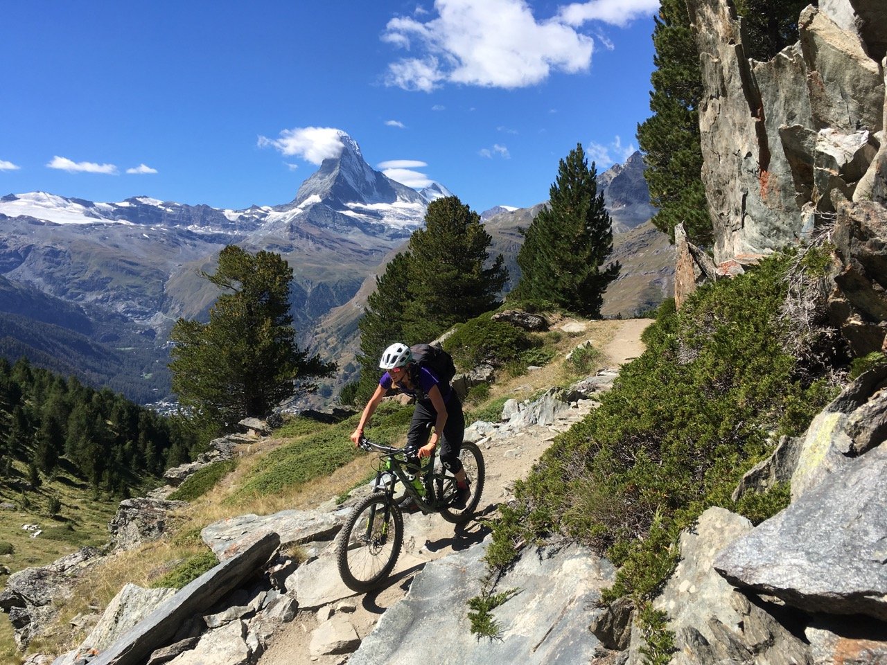 View of the Matterhorn while mountain biking