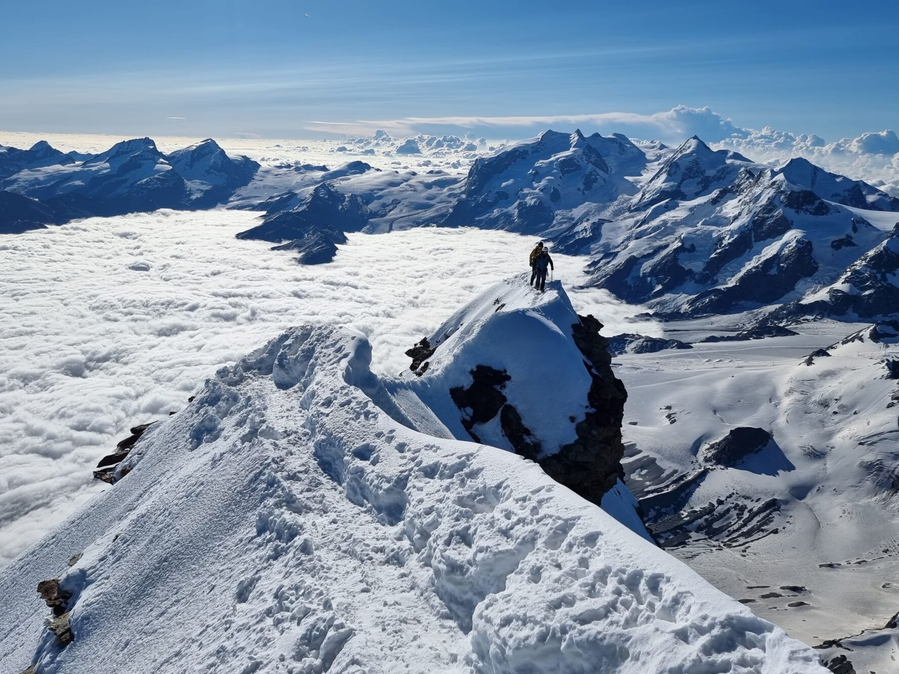 Alpine climbing in the Alps in summer