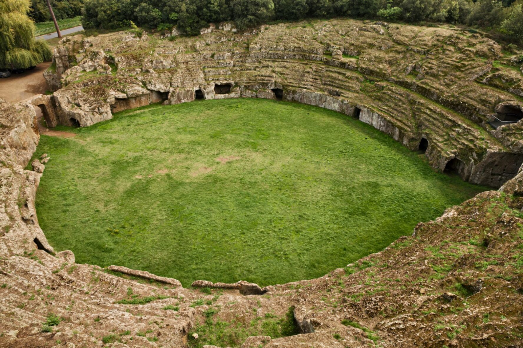 Ruins of an ancient amphitheater in Sutri, Italy.