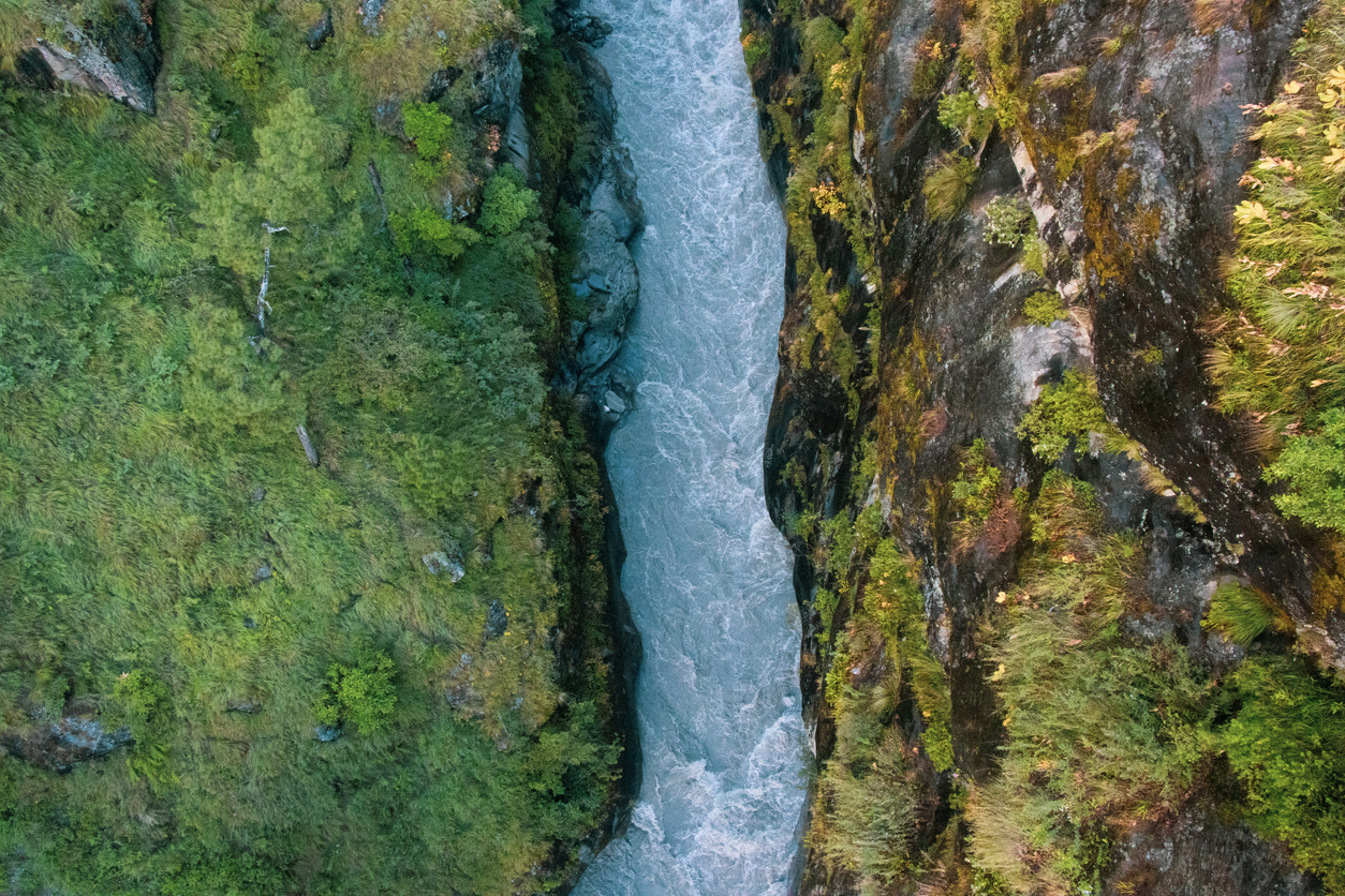 River budhi gandaki 3700m altitude in gorkha nepal on the way to Manaslu Circuit Larke Pass Trek