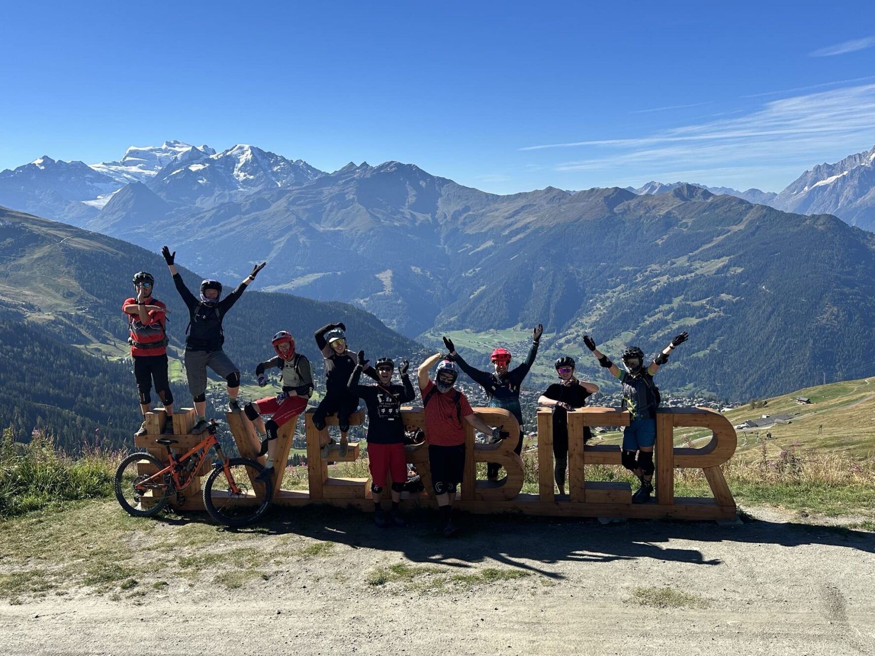 Group of MTBers in Verbier, Switzerland