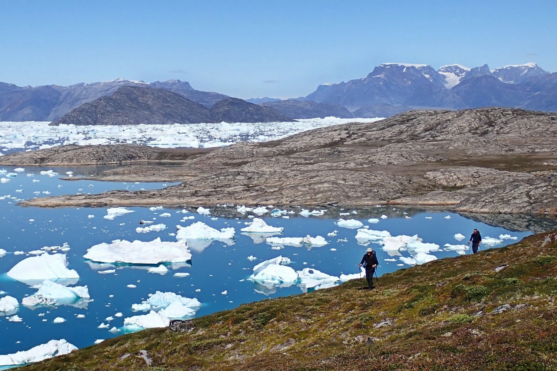 Hiking along the Sermilik coast in Greenland