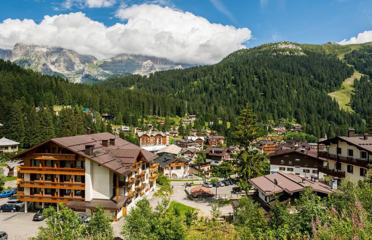 Vedute of Madonna di Campiglio, town in the Italian Alps.