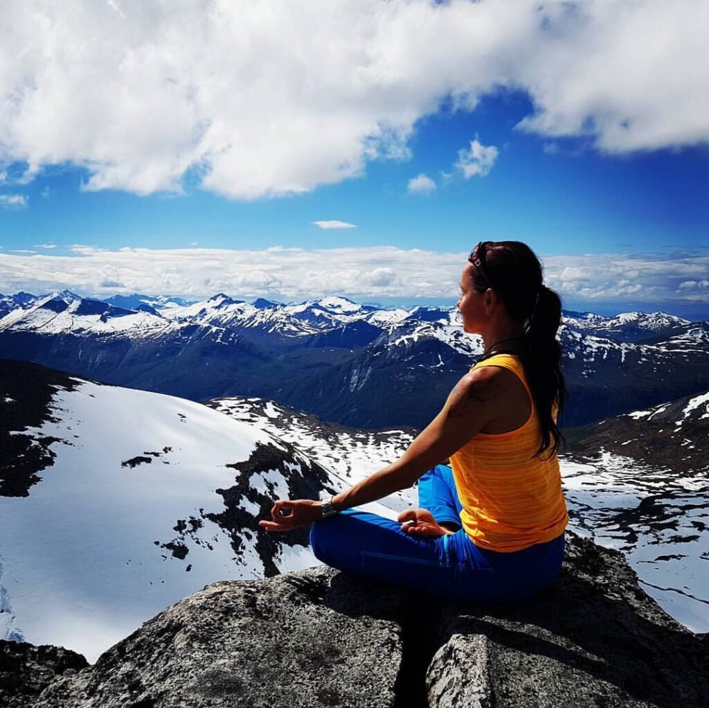 Meditating in a snowy landscape in Norway