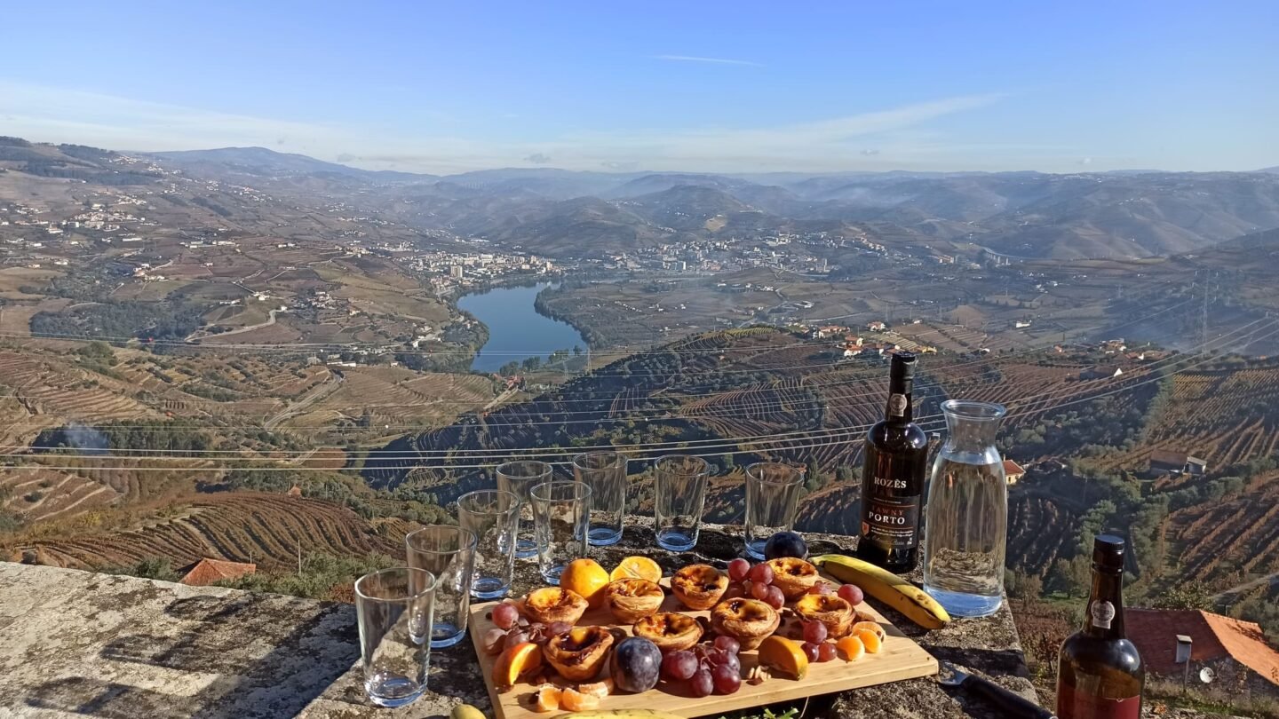 Pastel de nata and Porto wine in the Douro Valley