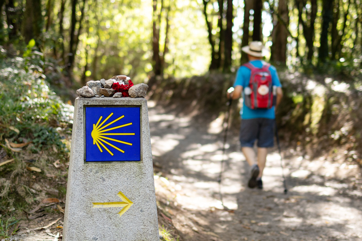 Pilgrim walking on the Camino