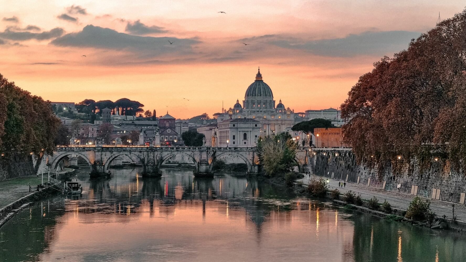 Rome’s Sain Peter’s Basilica during sunset..