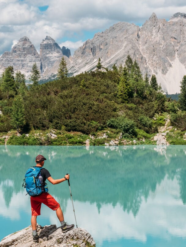 Tre cime couple hiking