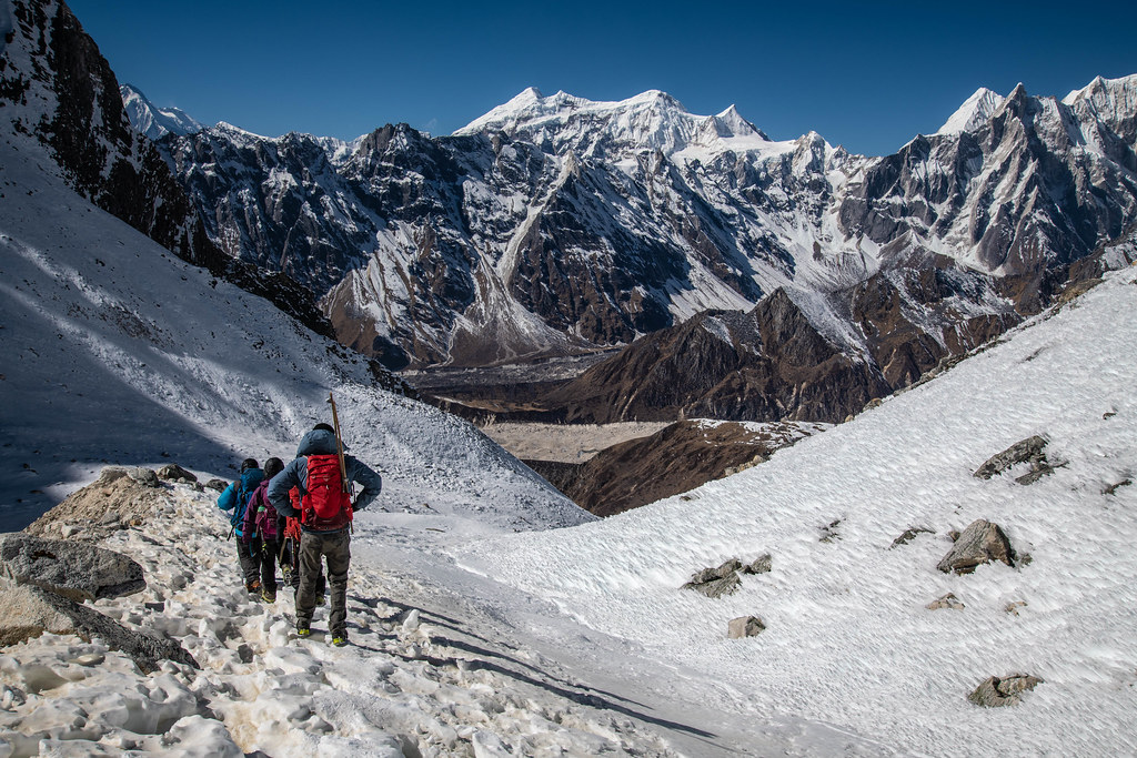 Trekkers crossing a glacier. Courtesy of Trek Central Nepal.