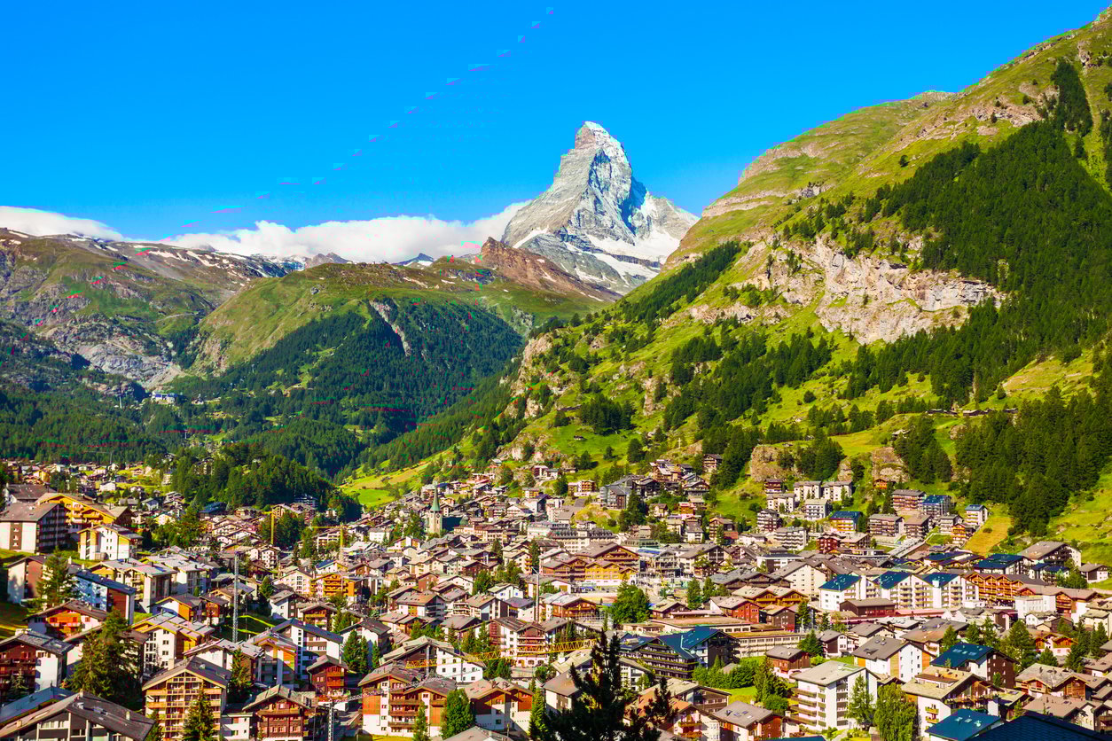 Zermatt traditional houses in summer