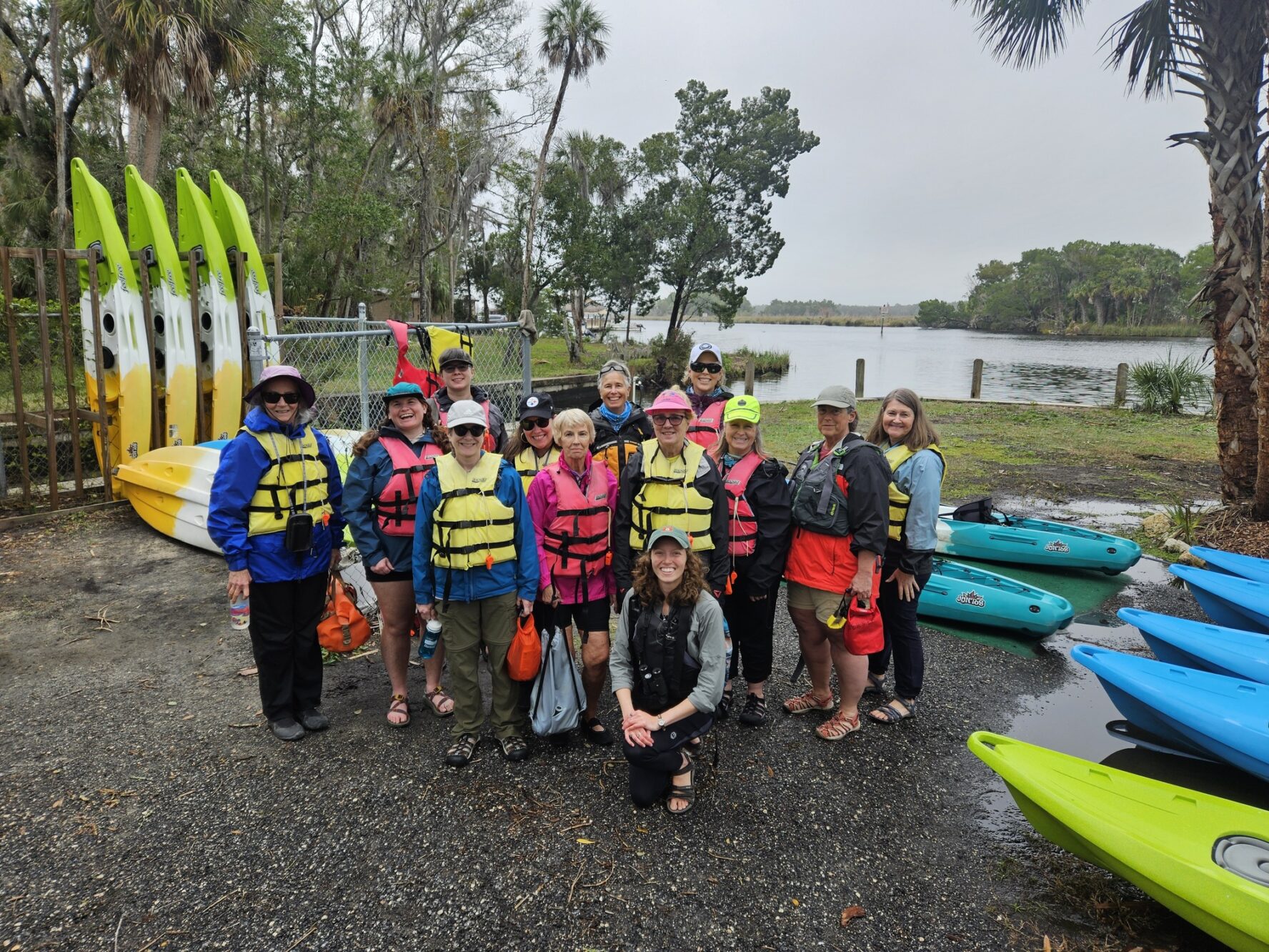 Group of women on a guided kayaking trip in Florida