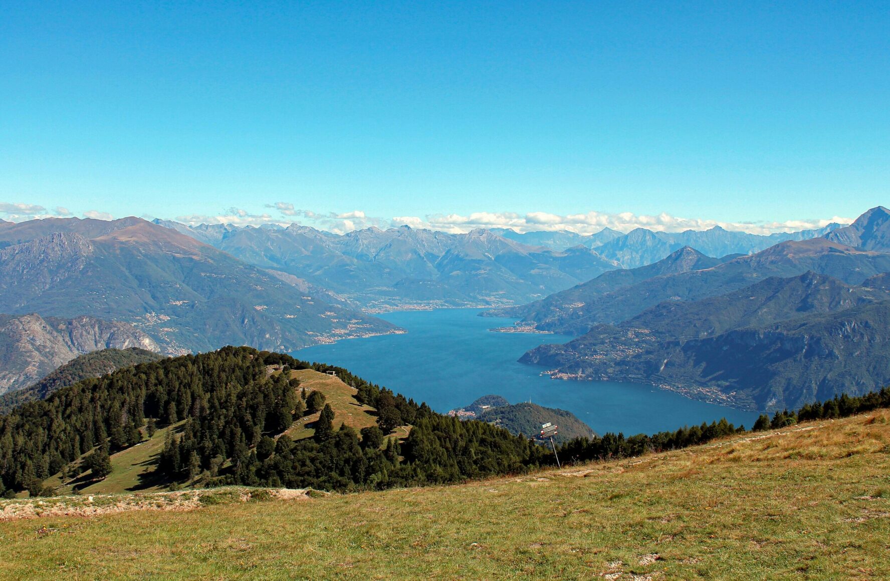 View of one of Northern Italy’s great lakes from the mountains.