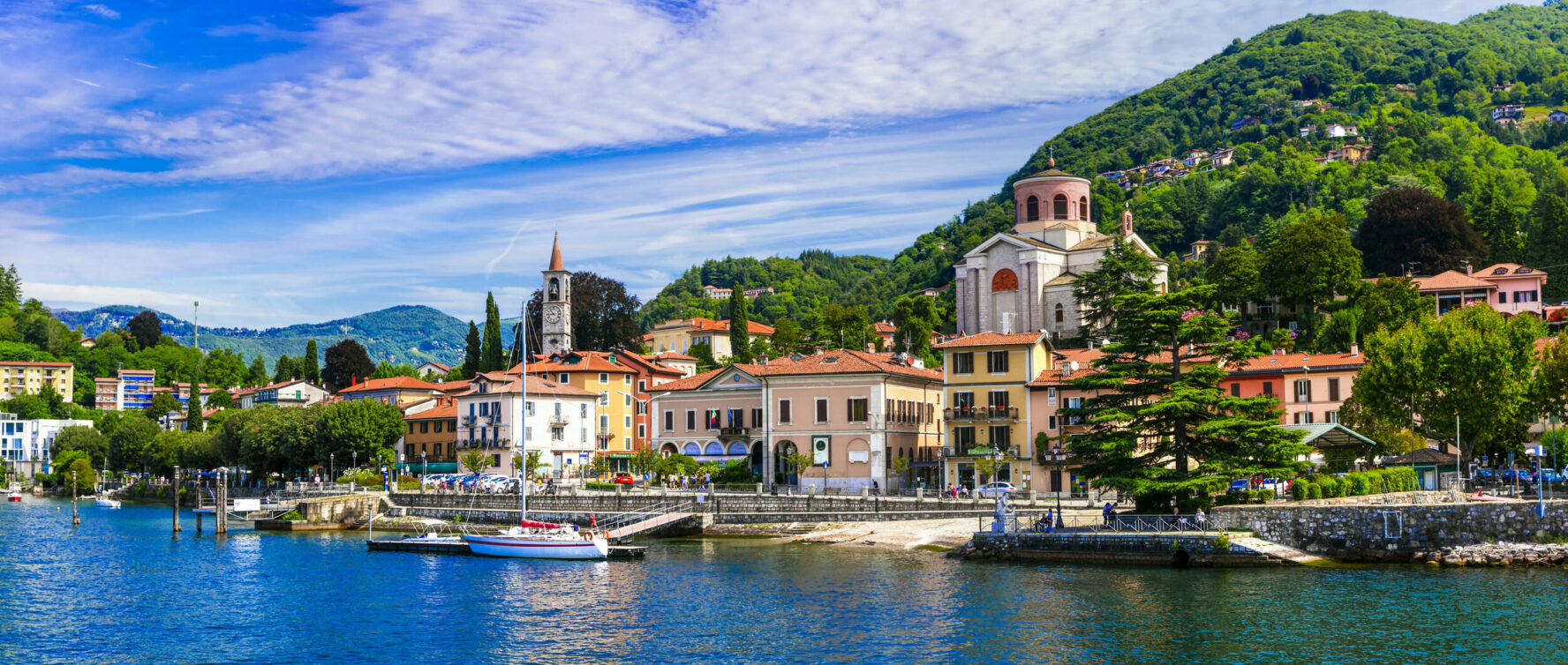 Vedute of the Italian town of Laveno by Lake Maggiore.