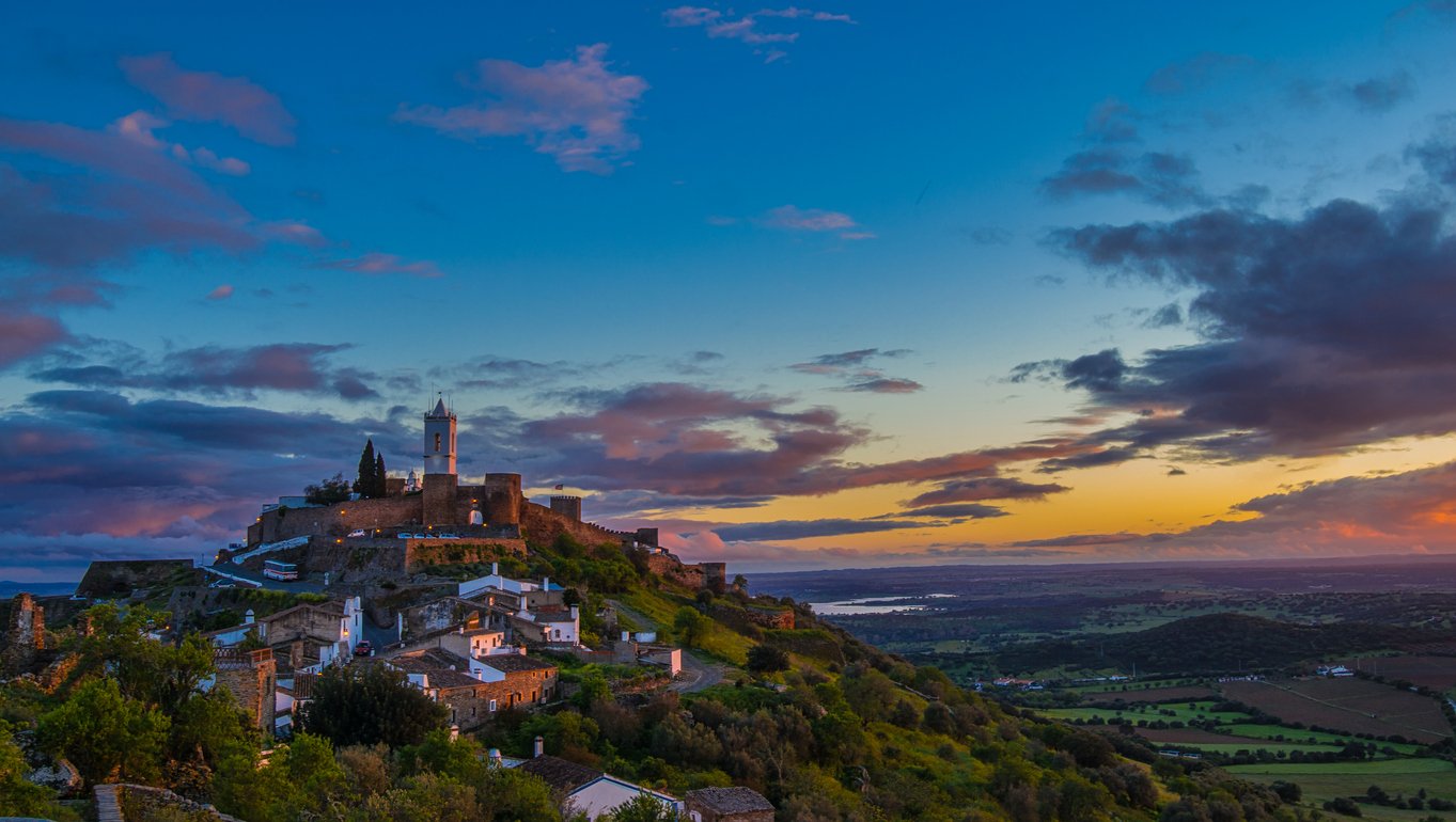 Monsaraz village within a castle at night
