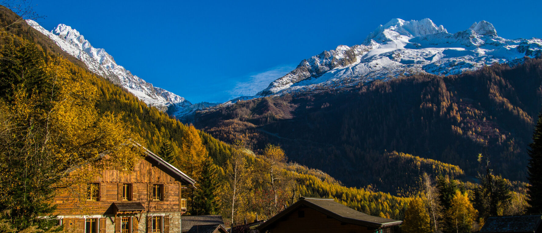 Autumn in the village of Argentiere, near Chamonix, French Alps