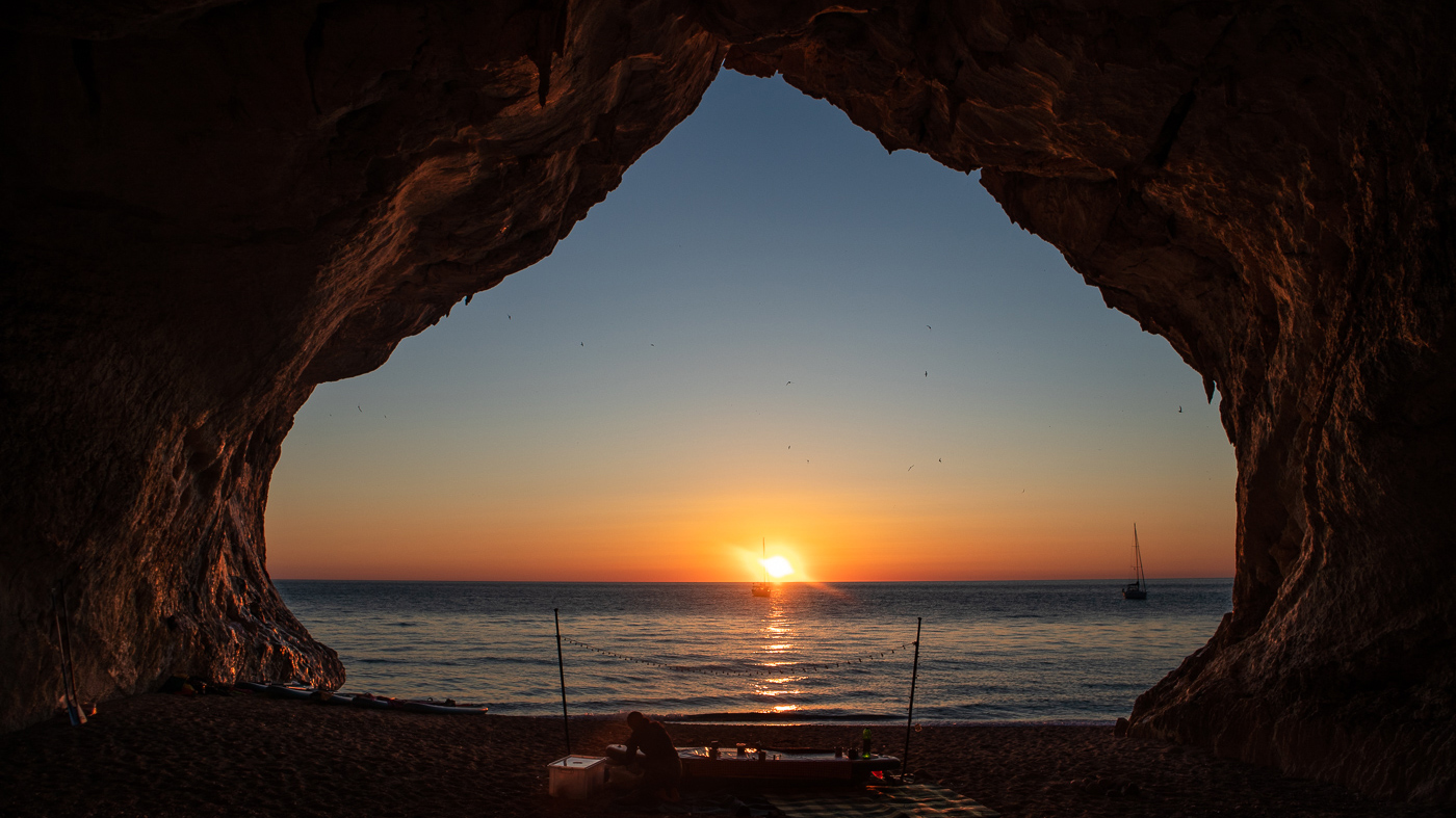 Cala Luna rock at sunset